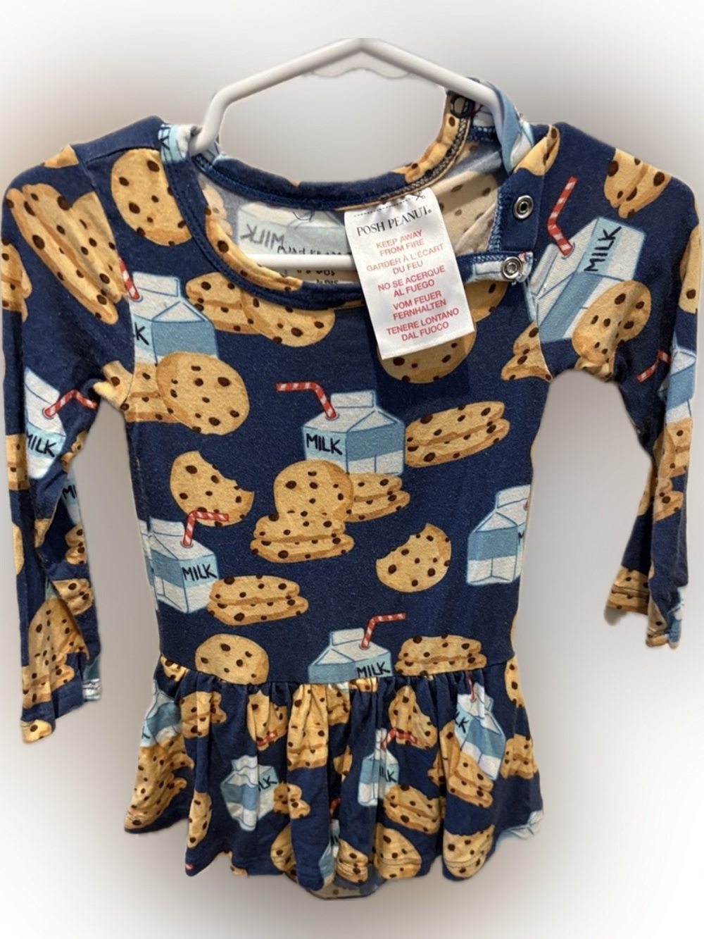 Posh Peanut Navy Cookie & Milk Twill Dress